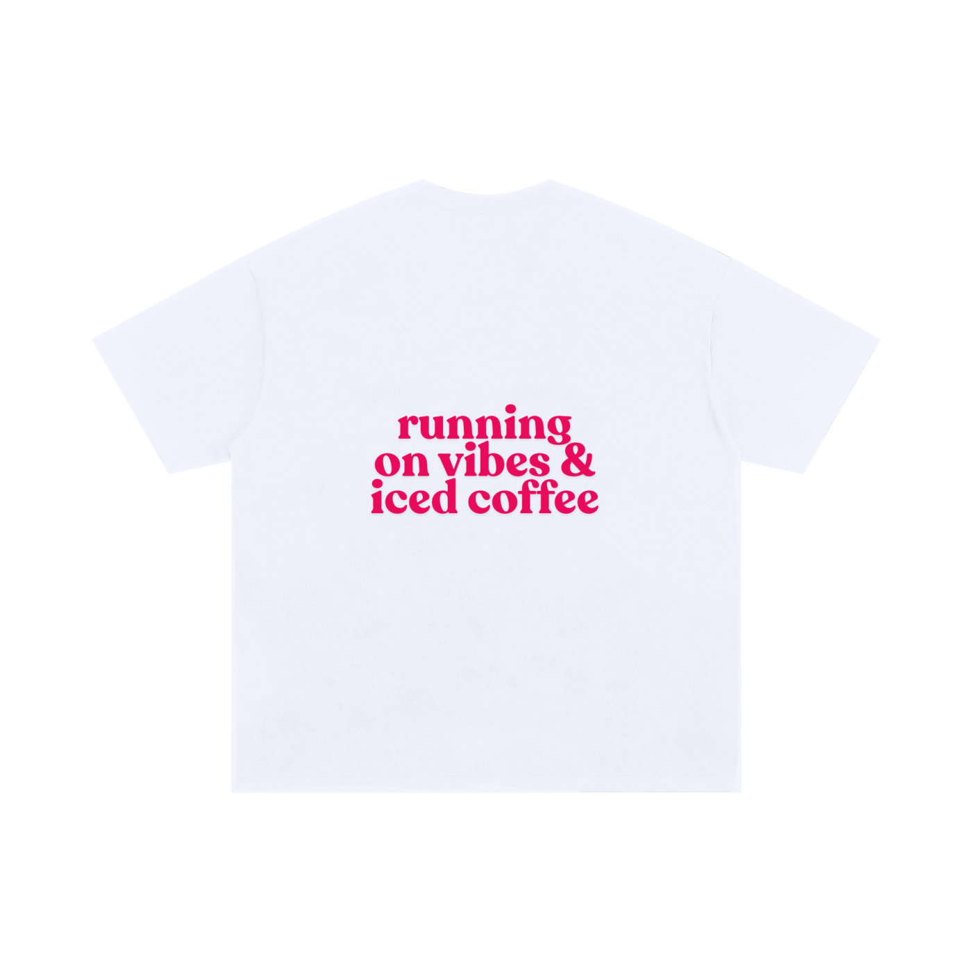 "Running on vibes and iced coffee" oversized cotton T-shirt